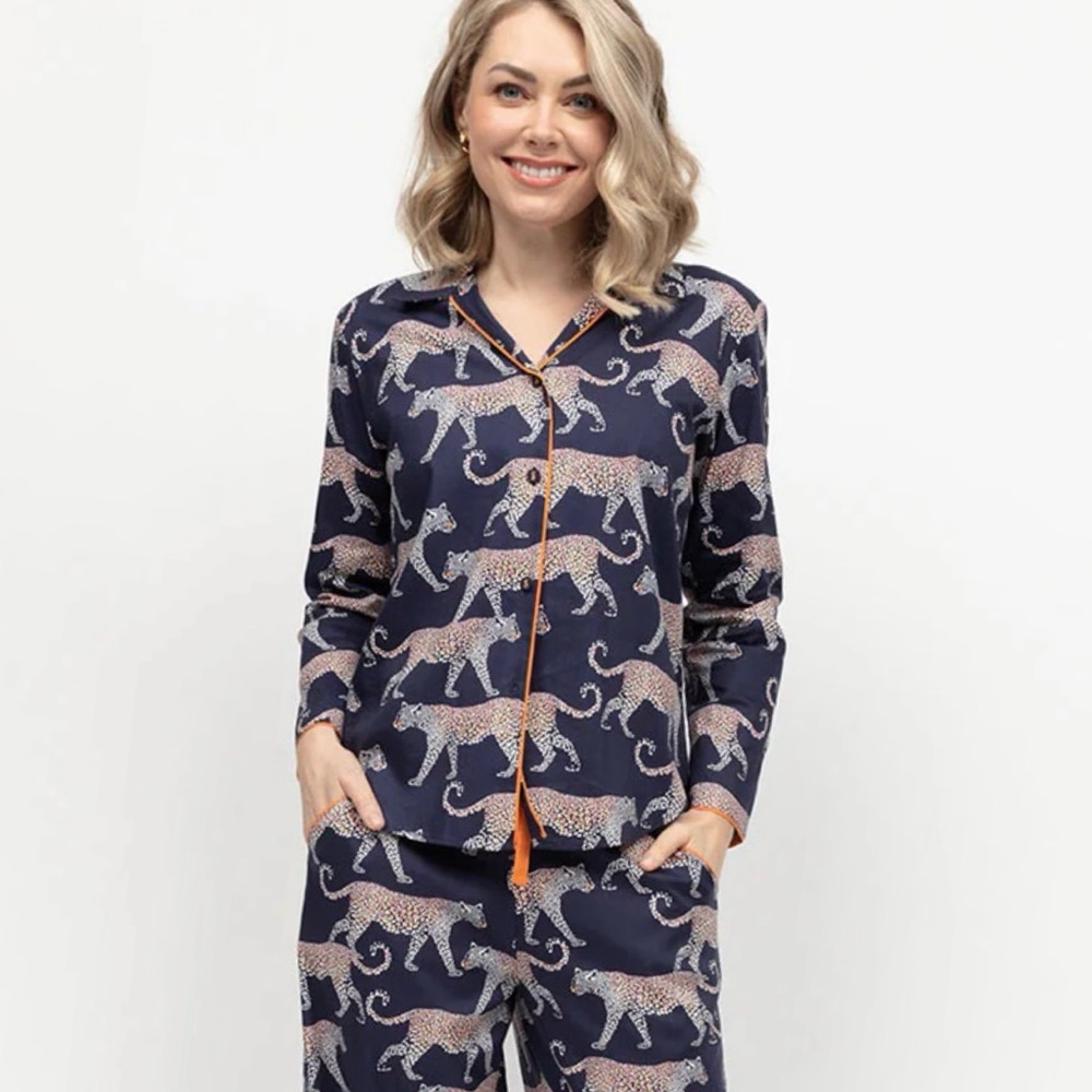 Cyberjammies Taylor Navy Leopard Print Pajamas Sz 12